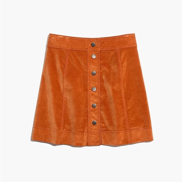 Madewell Velveteen A-Line Mini Skirt: Button-Front Edition Size 10 - Picture 5 of 9
